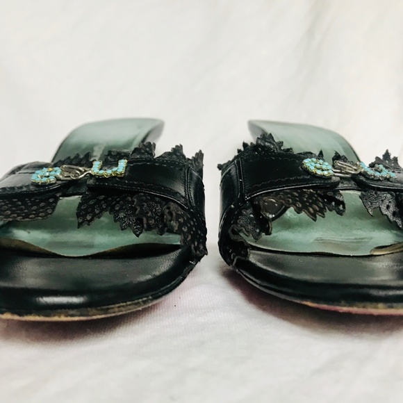 Emanuel Ungaro Black Kitten Heel Mule Sandal - Picture 6 of 8